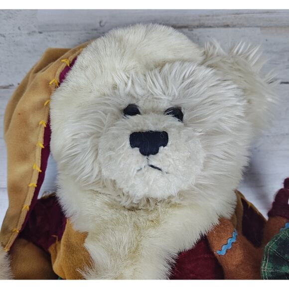 Vintage Kmart Trim A Home Plush Bear 15" Christmas Decoration Wood Base No Tag - Picture 7 of 13